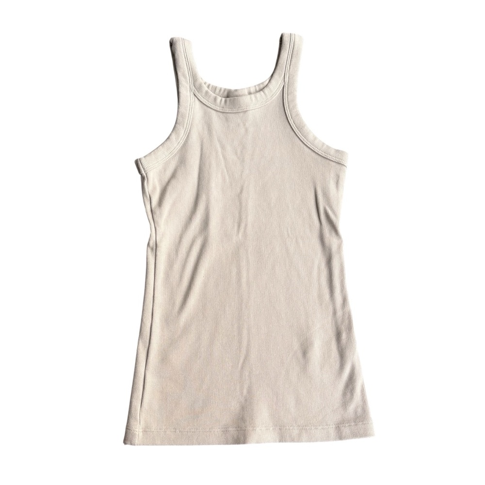 H&M Beige Ribbed High Neck Tank Top